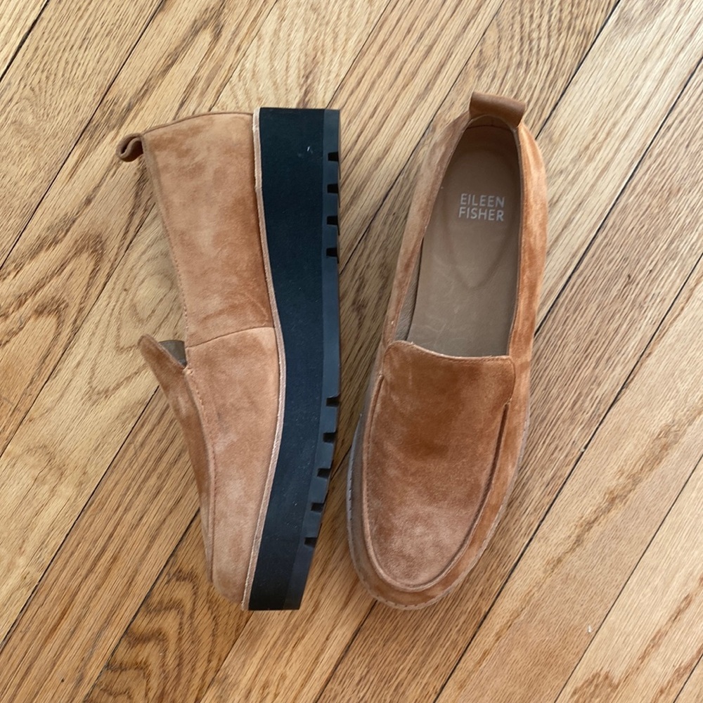 Eileen Fisher Suede Platform Loafers NWOT size 8.5